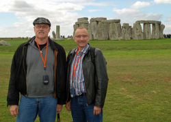 Brad Chilcoat (left) and his partner, Richard Walker, at Stonehenge.